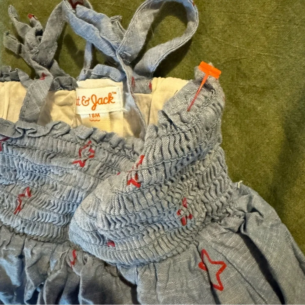 Girl’s 18 month Denim Chambray 3 piece lot Dresses Romper Carter’s - Cat & Jack‎
